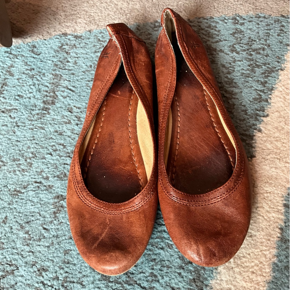 Frye Cognac Leather Women's Flats